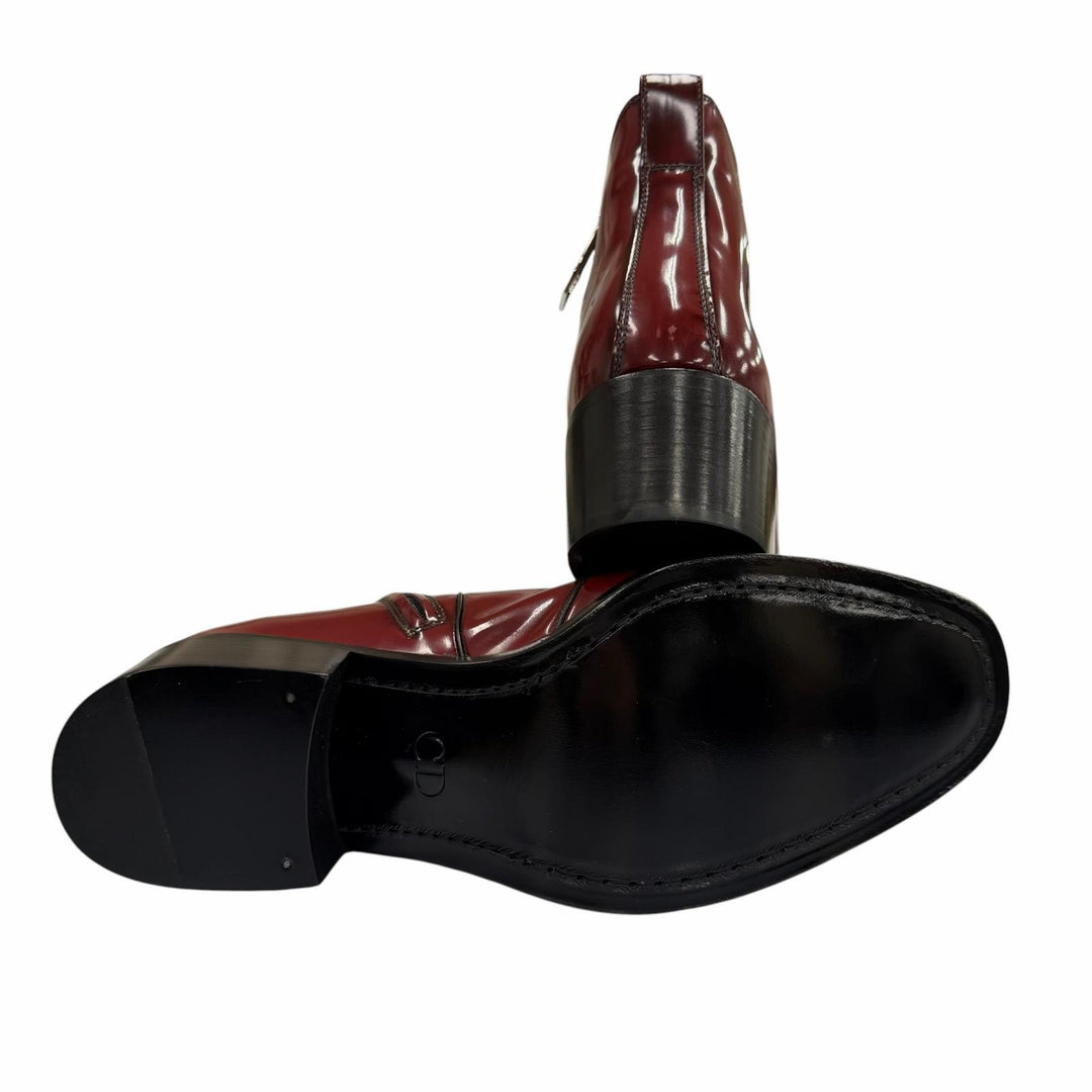 Pristine DIOR short boots HEEL BOOTS Red Patent leather mens