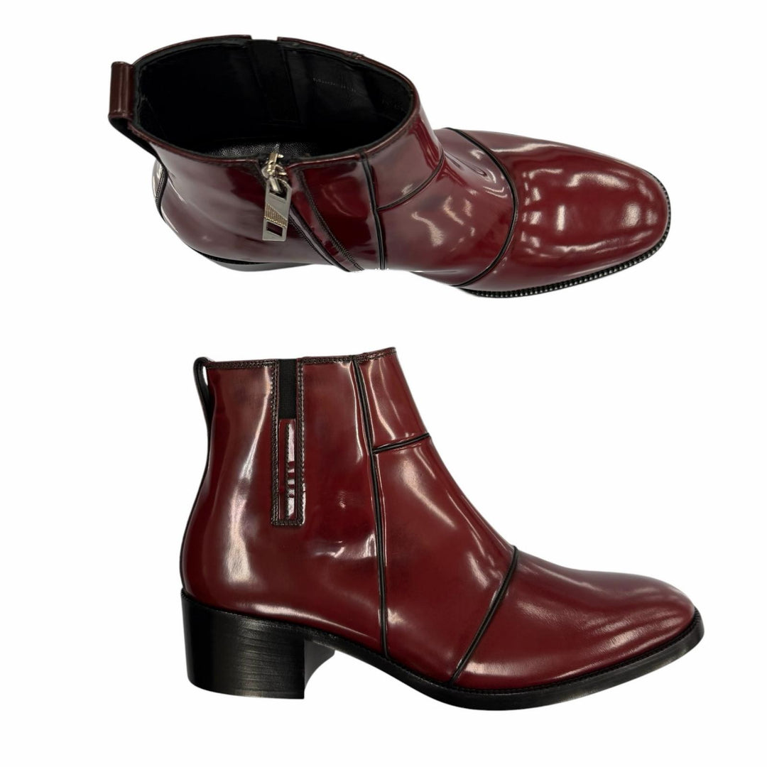 Pristine DIOR short boots HEEL BOOTS Red Patent leather mens