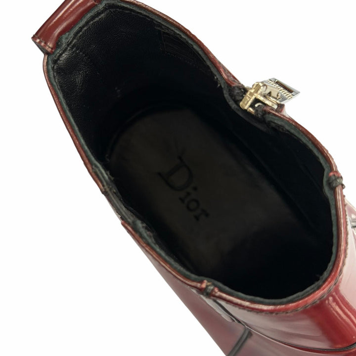 Pristine DIOR short boots HEEL BOOTS Red Patent leather mens