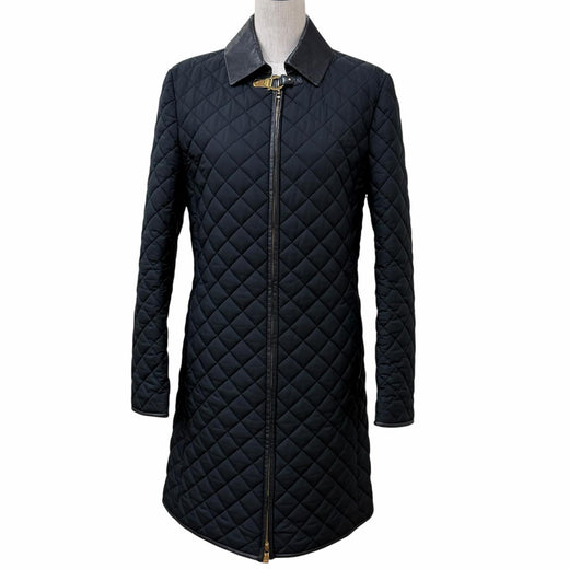 Great Salvatore Ferragamo coat GanciniMetal Leather Quilting black polyester 42