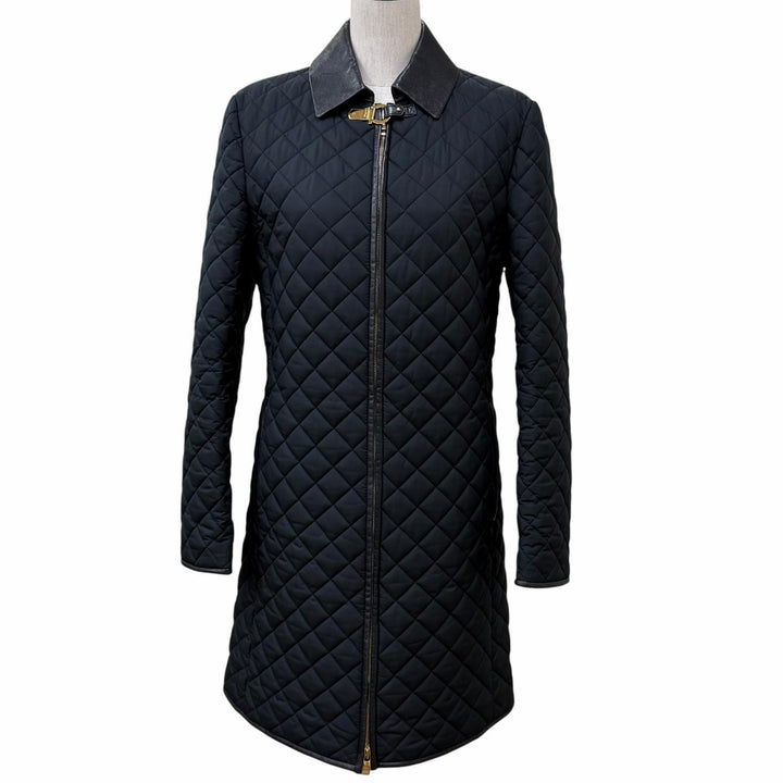 Great Salvatore Ferragamo coat GanciniMetal Leather Quilting black polyester 42