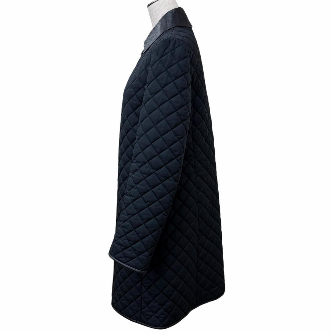 Great Salvatore Ferragamo coat GanciniMetal Leather Quilting black polyester 42