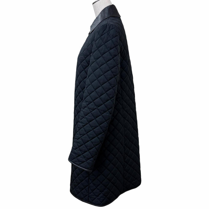 Great Salvatore Ferragamo coat GanciniMetal Leather Quilting black polyester 42