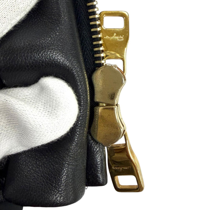 Great Salvatore Ferragamo coat GanciniMetal Leather Quilting black polyester 42