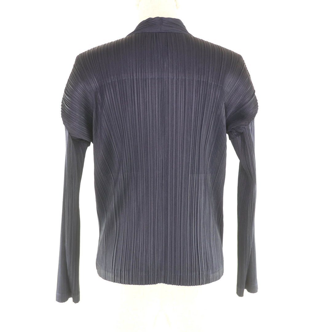 Excellent PLEATS PLEASE cardigan V-neck Long sleeves Navy polyester 3 PP23JD502