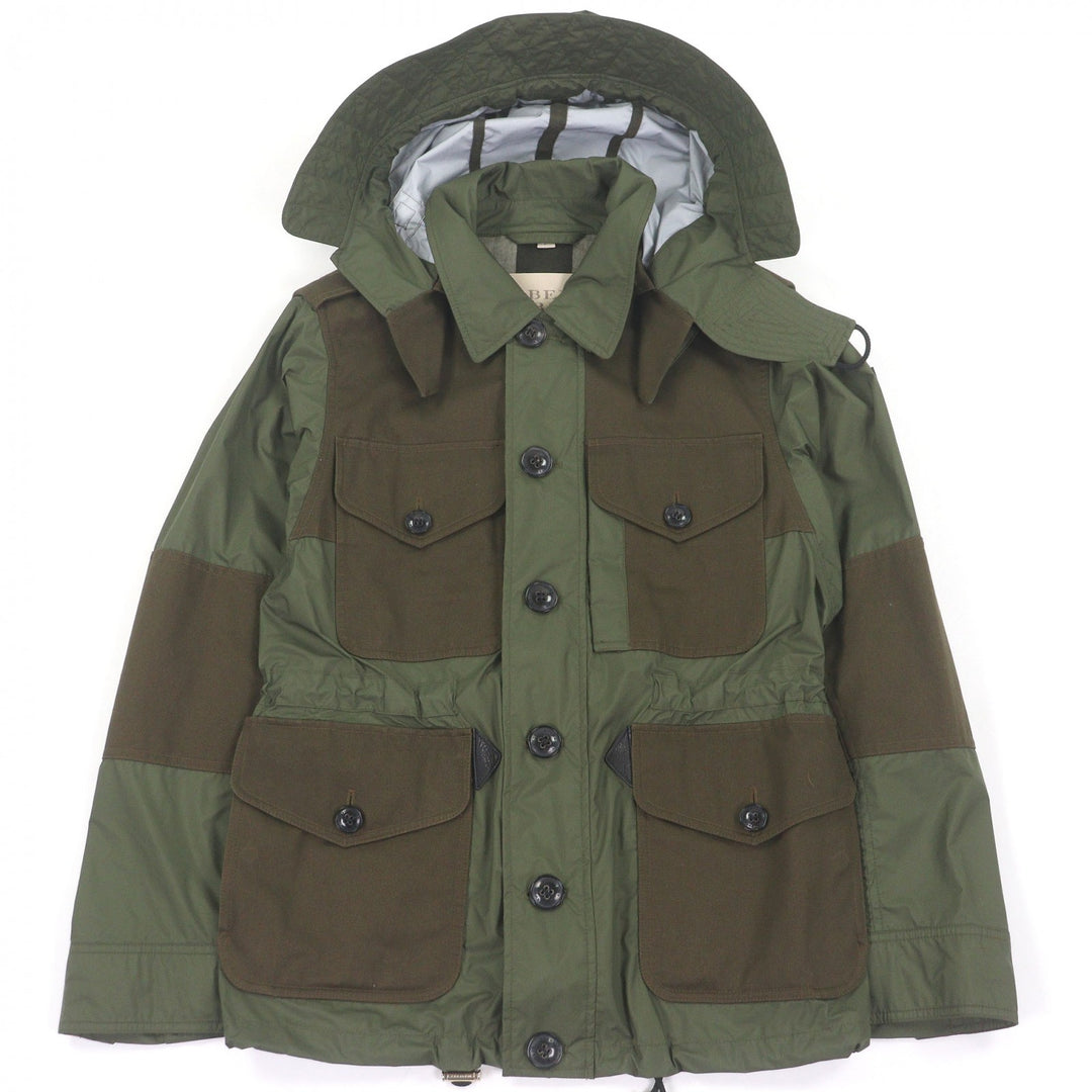 Great BURBERRY coat Material-blocked, checkered lining field jacket khaki