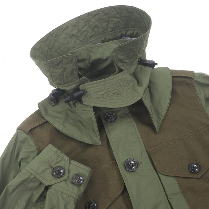 Great BURBERRY coat Material-blocked, checkered lining field jacket khaki