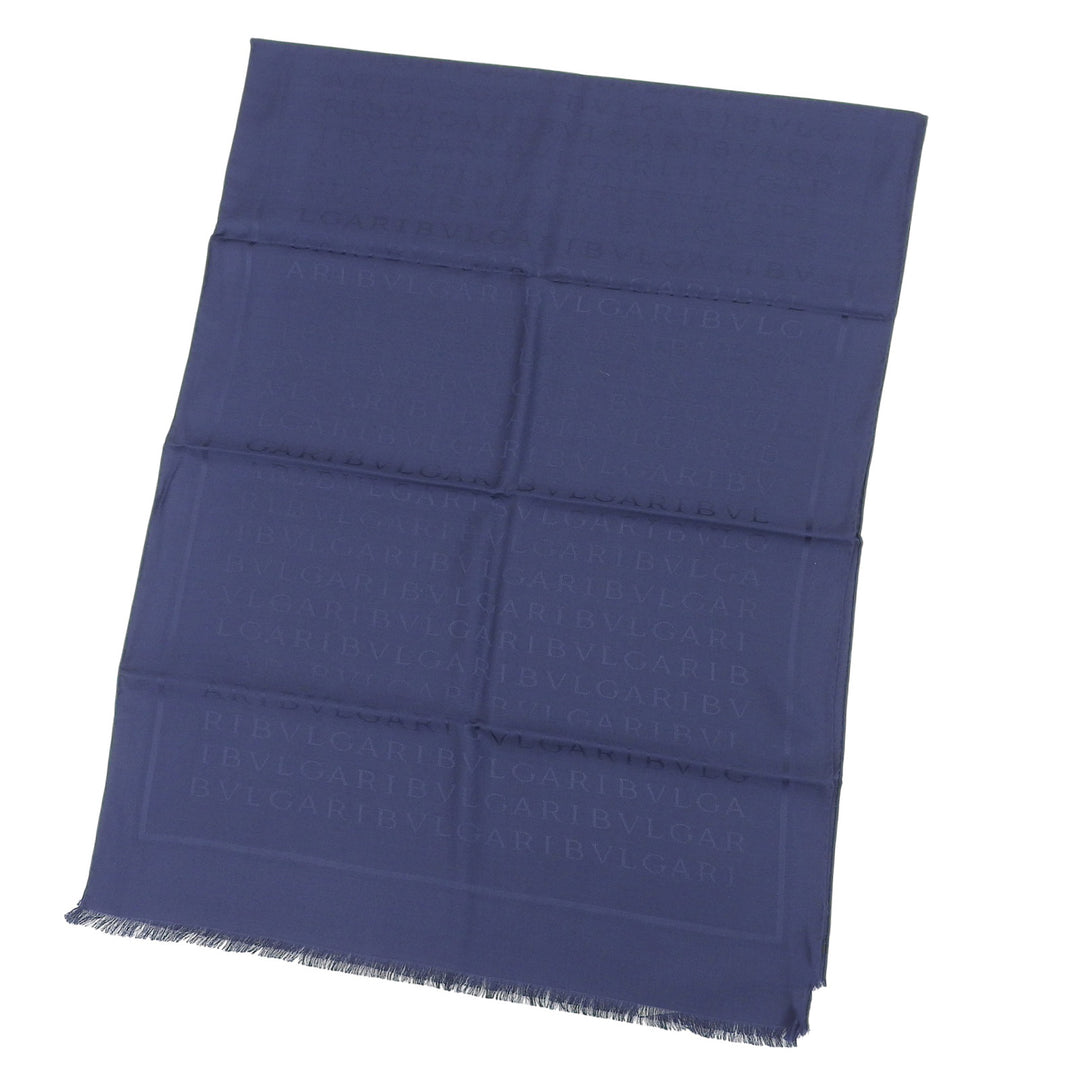 Pristine BVLGARI Stall Logomania LETTERE MAXI METAL Navy silk Women