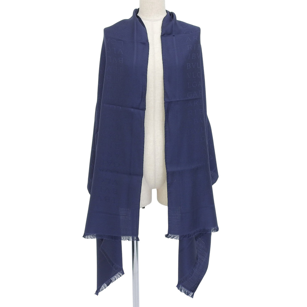 Pristine BVLGARI Stall Logomania LETTERE MAXI METAL Navy silk Women