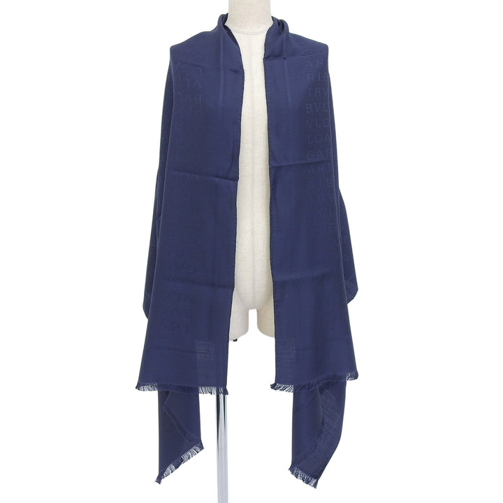 Pristine BVLGARI Stall Logomania LETTERE MAXI METAL Navy silk Women