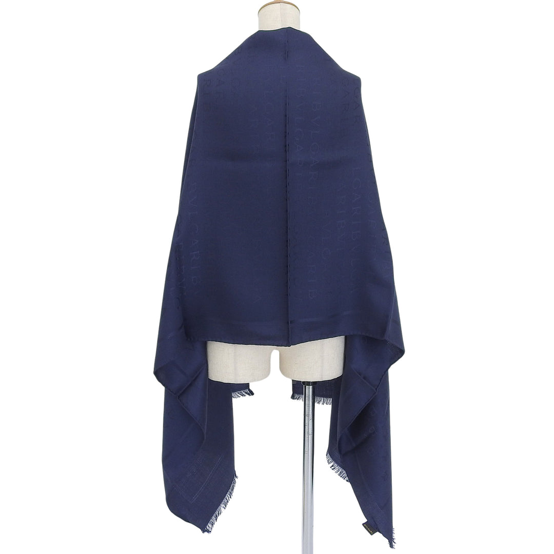 Pristine BVLGARI Stall Logomania LETTERE MAXI METAL Navy silk Women