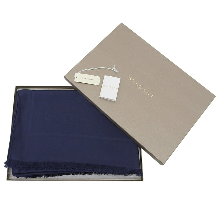 Pristine BVLGARI Stall Logomania LETTERE MAXI METAL Navy silk Women