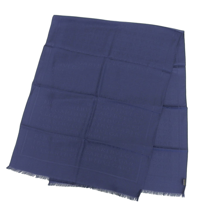 Pristine BVLGARI Stall Logomania LETTERE MAXI METAL Navy silk Women
