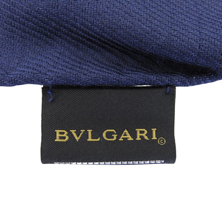 Pristine BVLGARI Stall Logomania LETTERE MAXI METAL Navy silk Women