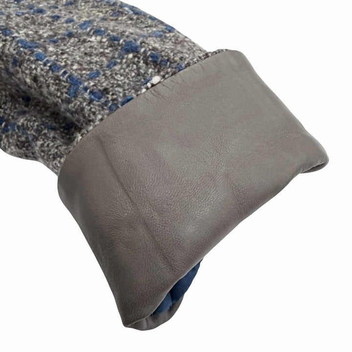 Excellent Loro Piana Jacket Checkered pattern, leather cuffs, tweed 40 FAG3268
