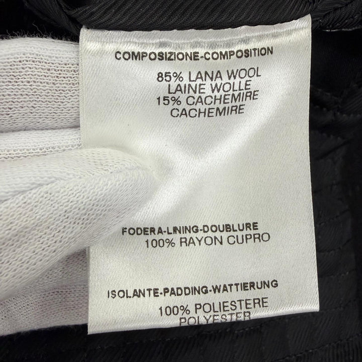 Great GUCCI coat Leather accents, concealed placket, long length black wool 38
