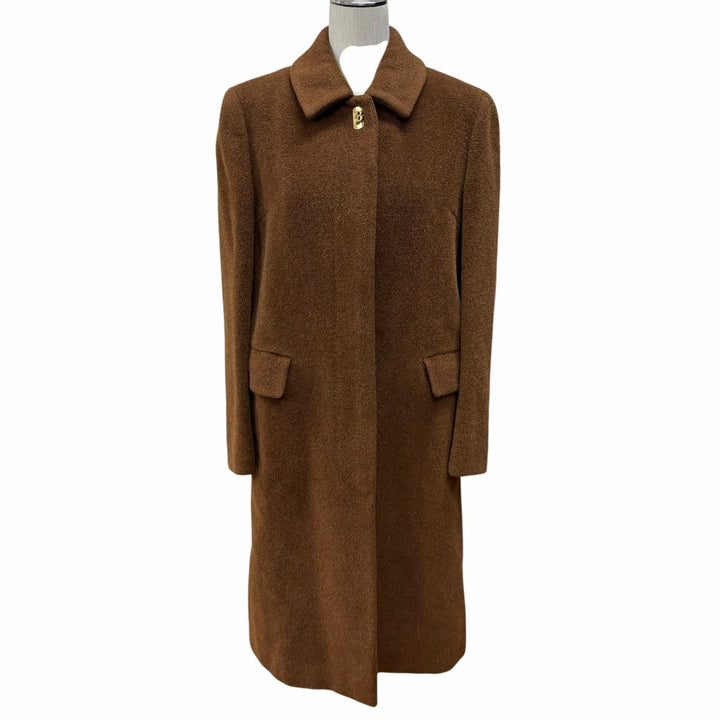 Great Burberrys coat Logo with metal detail, concealed placket Brown wool 7