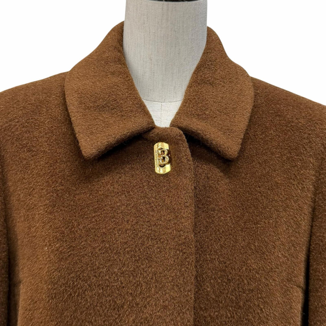 Great Burberrys coat Logo with metal detail, concealed placket Brown wool 7