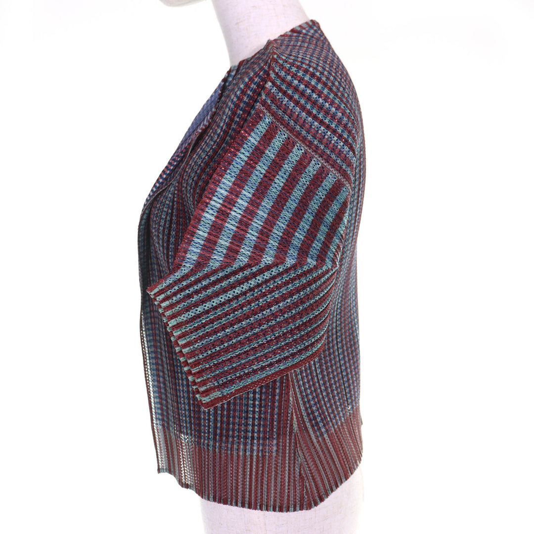 Excellent PLEATS PLEASE cardigan layered design, short-sleeved top. 3 PP14-JO162