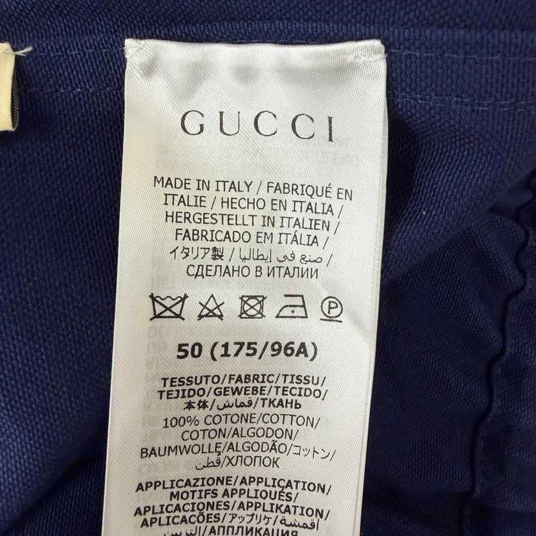 Great GUCCI Blouson Cotton canvas jacket Navy cotton mens 50 762163