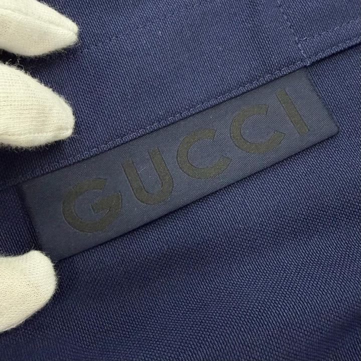 Great GUCCI Blouson Cotton canvas jacket Navy cotton mens 50 762163