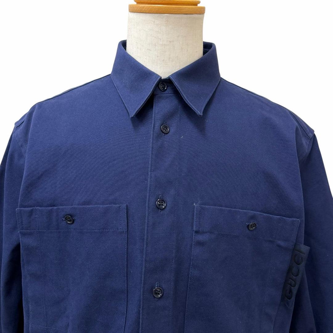 Great GUCCI Blouson Cotton canvas jacket Navy cotton mens 50 762163