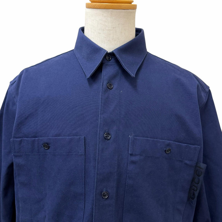 Great GUCCI Blouson Cotton canvas jacket Navy cotton mens 50 762163