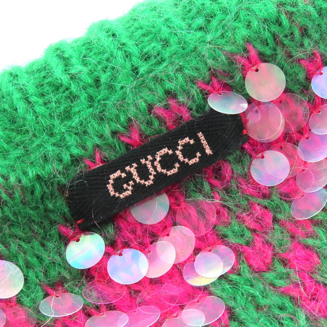 Pristine GUCCI Sequined cropped mohair blend long-sleeved knit sweater XS 713233