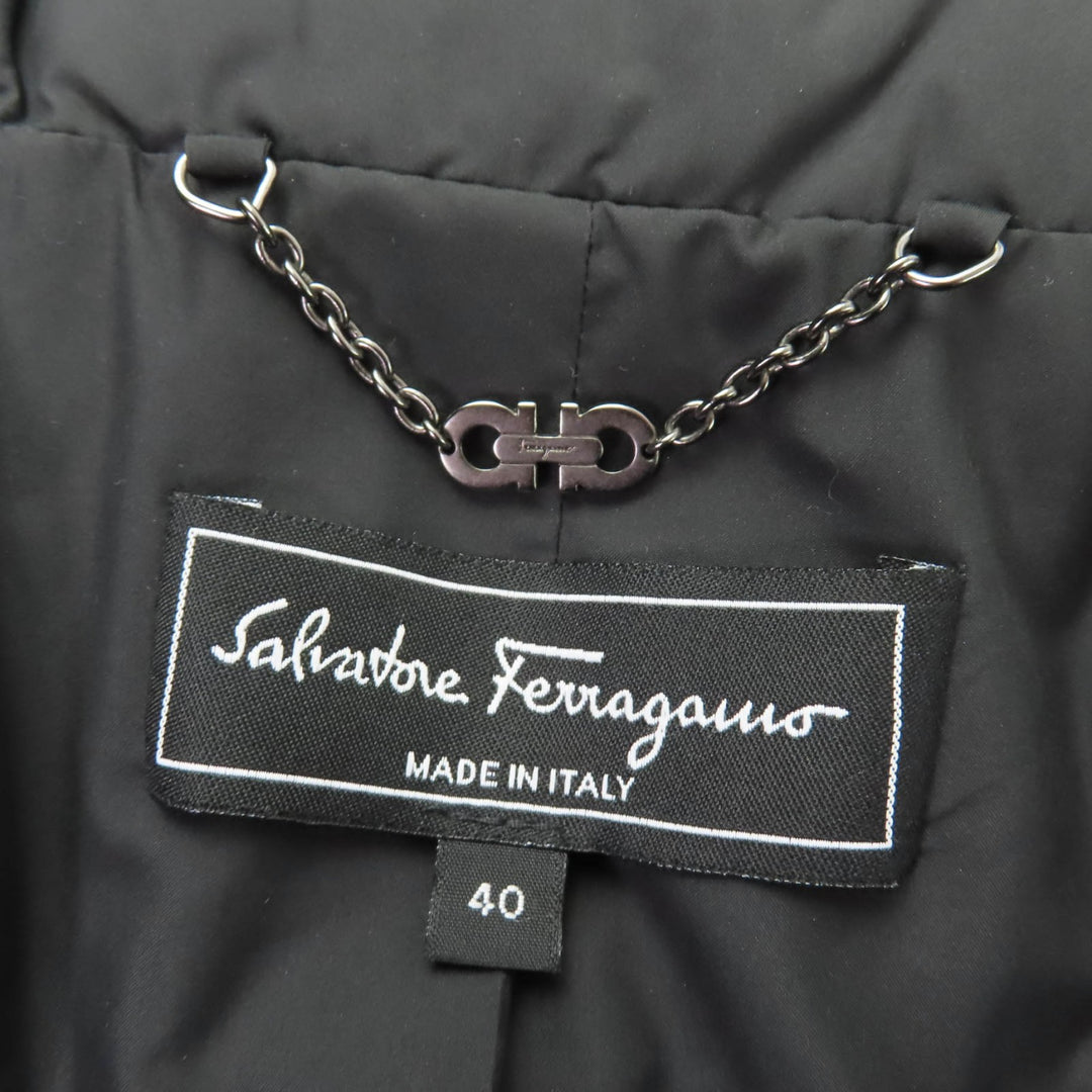 Great Salvatore Ferragamo down coat GanciniMetal ZIP UP black polyester Women 40