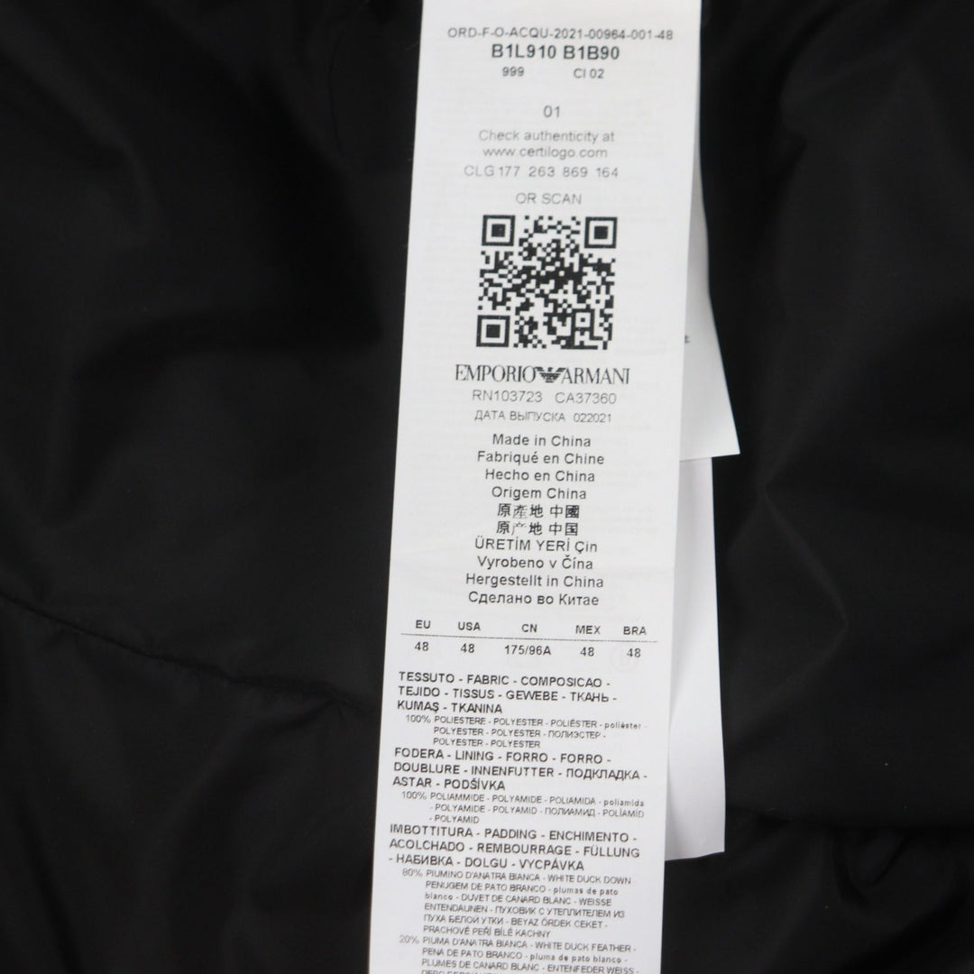 Excellent EMPORIO ARMANI down coat black polyester mens 48