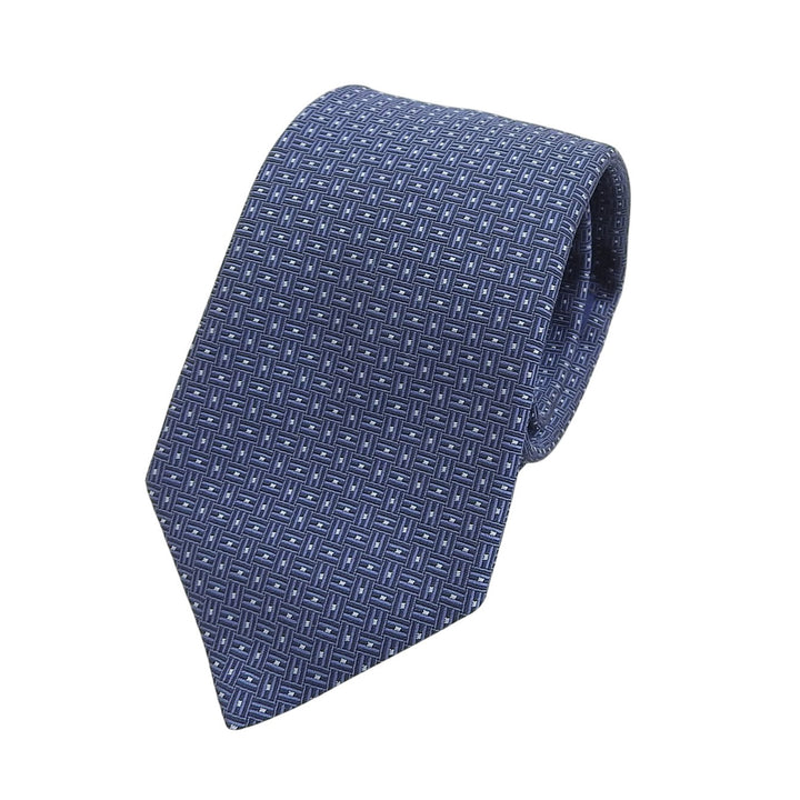 Pristine HERMES tie H deco Navy silk mens 339354T