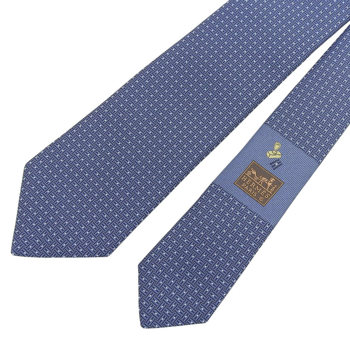 Pristine HERMES tie H deco Navy silk mens 339354T