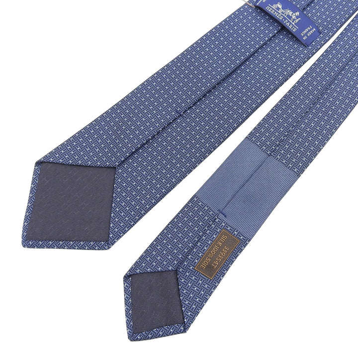 Pristine HERMES tie H deco Navy silk mens 339354T