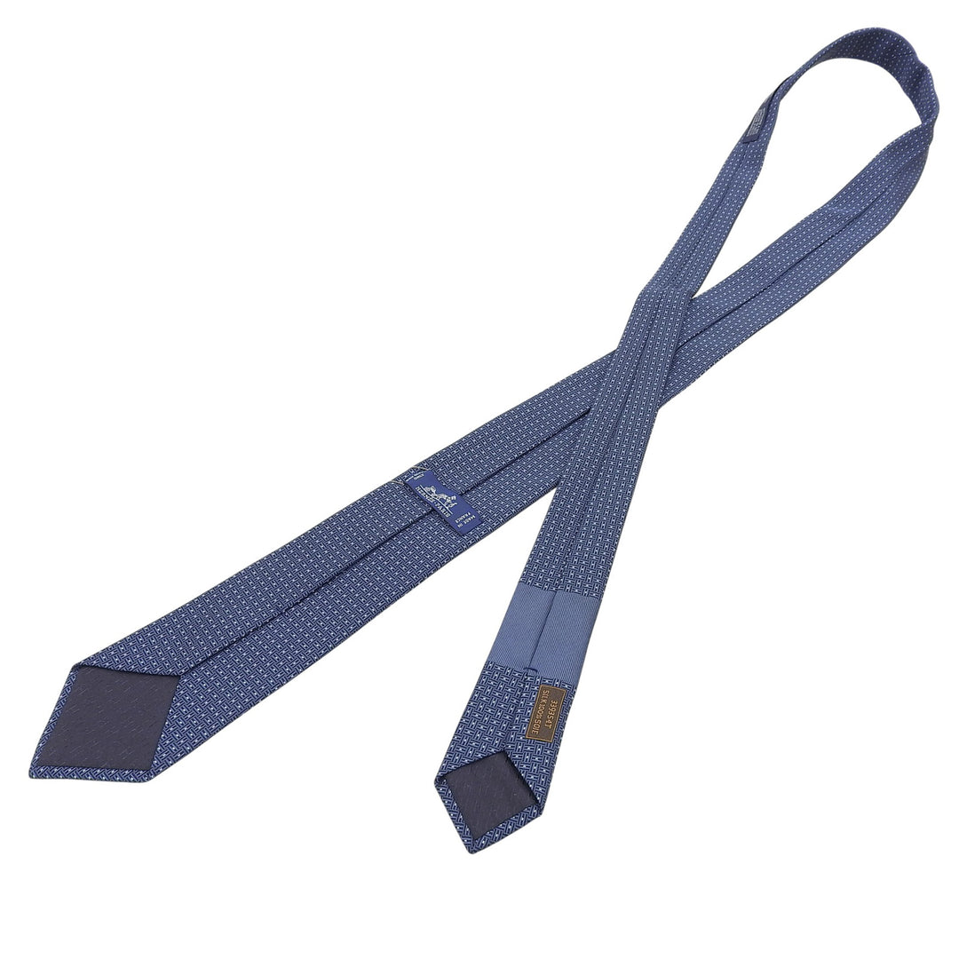 Pristine HERMES tie H deco Navy silk mens 339354T