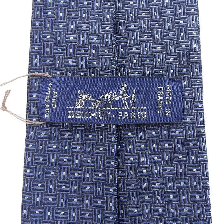 Pristine HERMES tie H deco Navy silk mens 339354T