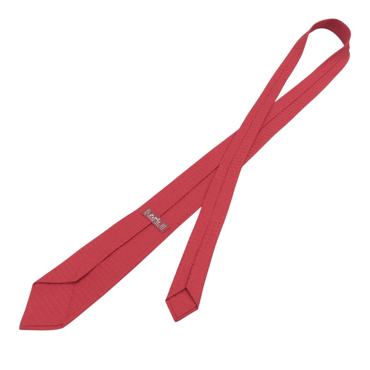 Excellent HERMES tie H-patterned silk twill tie Red silk mens