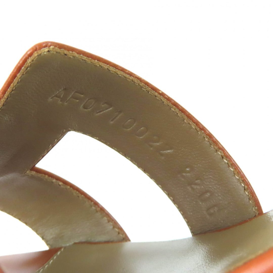 Pristine HERMES Mule Oazis sandals H design gold leather Women 36 071002Z