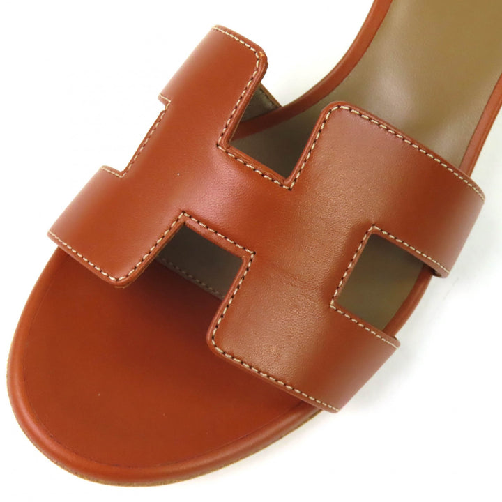 Pristine HERMES Mule Oazis sandals H design gold leather Women 36 071002Z