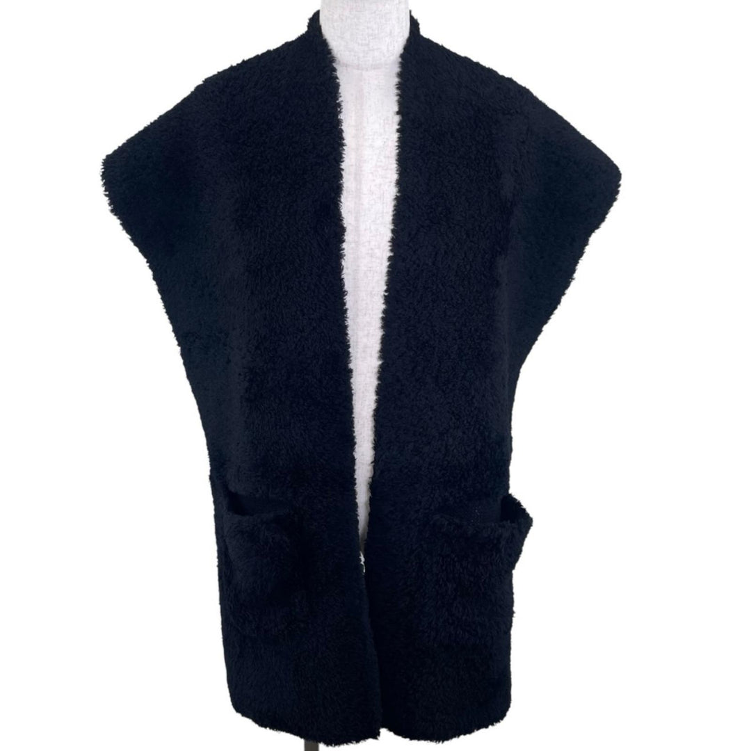 Excellent COMME des GARCONS Scarf Boa Stole black wool mens JL-N010