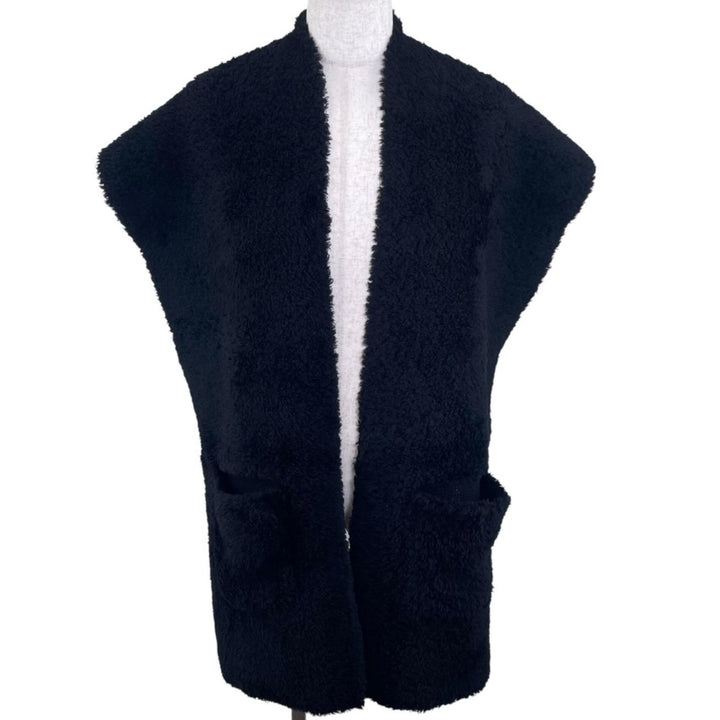 Excellent COMME des GARCONS Scarf Boa Stole black wool mens JL-N010