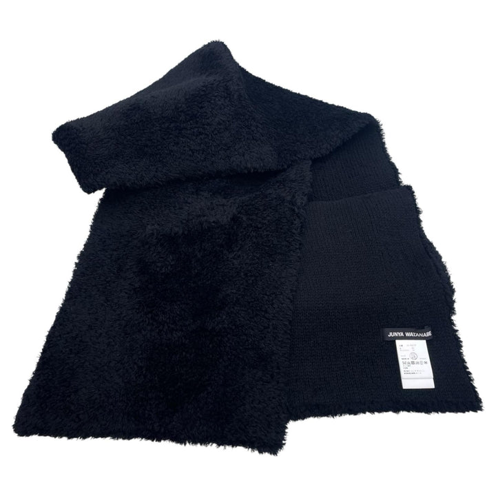 Excellent COMME des GARCONS Scarf Boa Stole black wool mens JL-N010