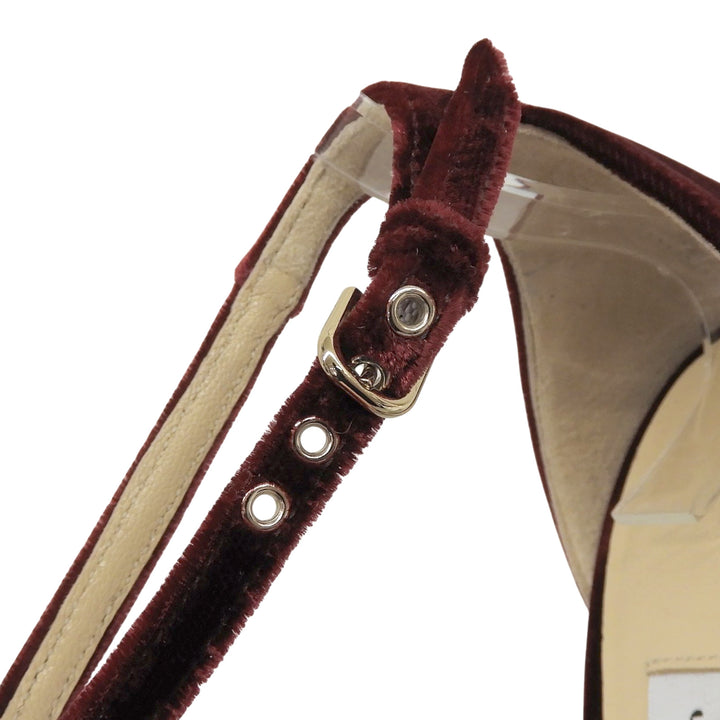 Pristine JIMMY CHOO Sandals PATTIE130 Bordeaux velvet Women 36