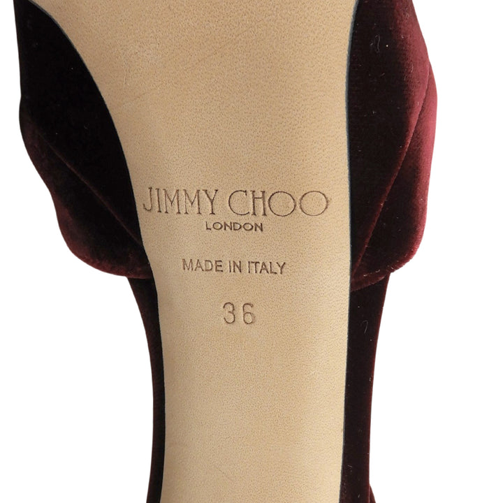 Pristine JIMMY CHOO Sandals PATTIE130 Bordeaux velvet Women 36