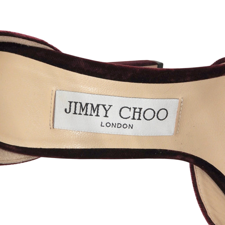 Pristine JIMMY CHOO Sandals PATTIE130 Bordeaux velvet Women 36