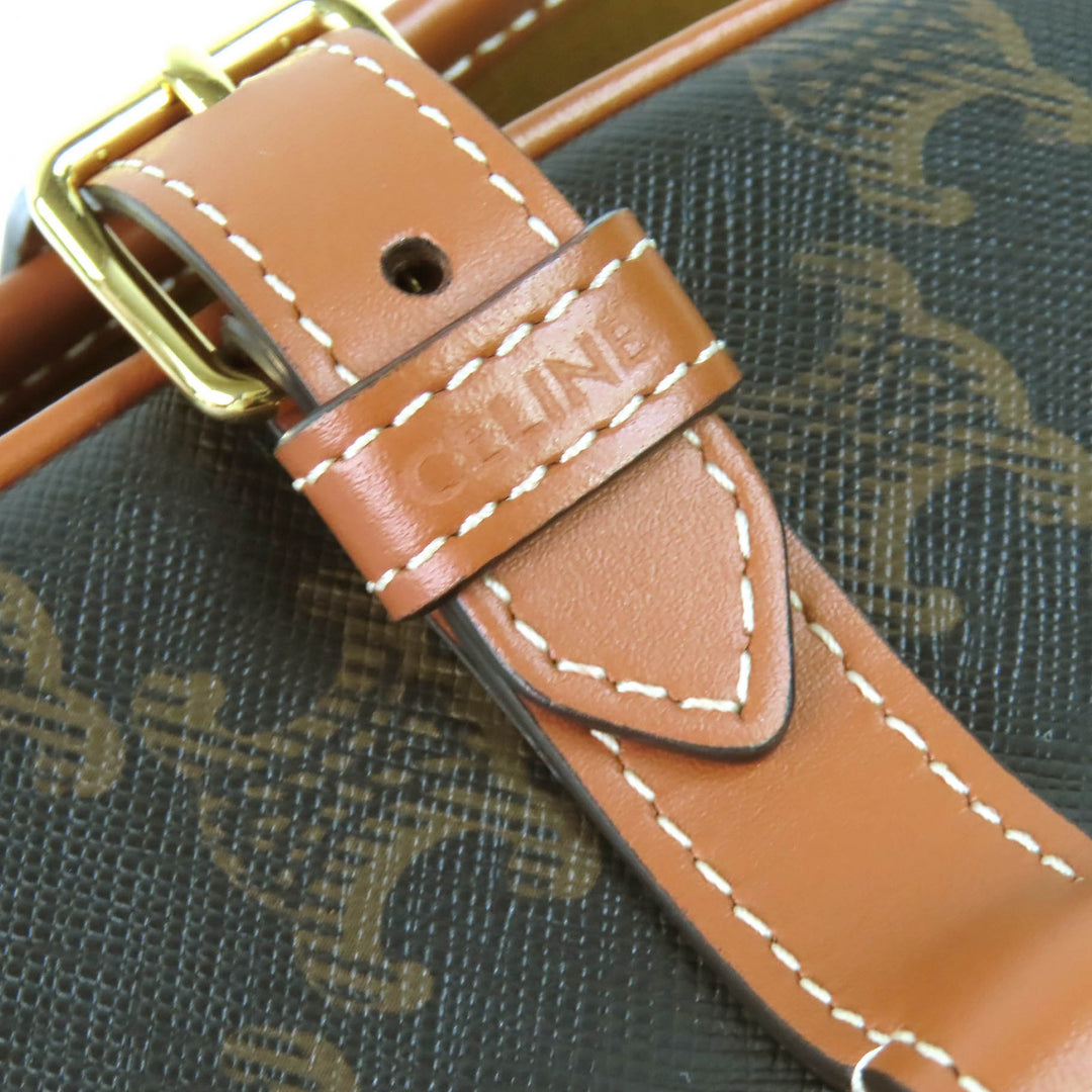 Excellent CELINE Shoulder Bag Medium Folco Tan Triomphe canvas Women 19150