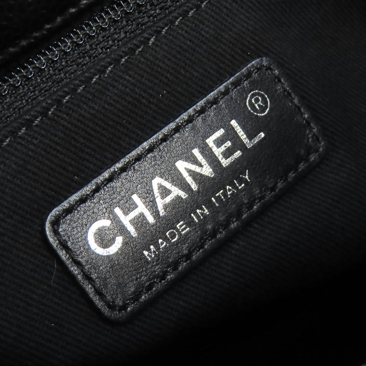 Excellent CHANEL Tote Bag COCO Mark Matrasse Chain black Caviar skin A67294