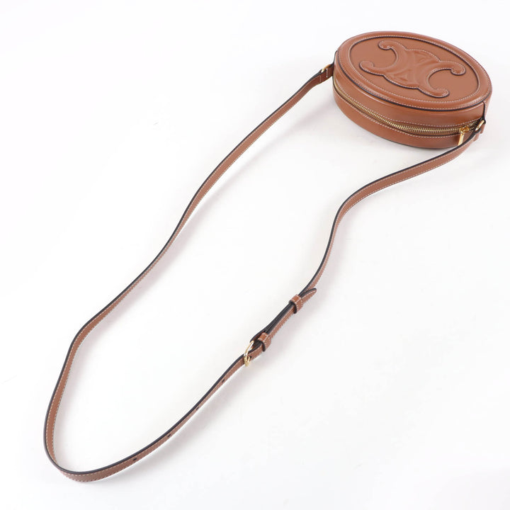 Great CELINE Shoulder Bag Cuill Triomphe Oval Purse Leather leather Women 19860