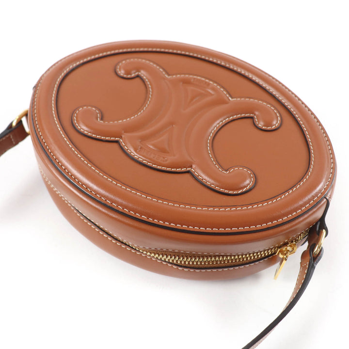 Great CELINE Shoulder Bag Cuill Triomphe Oval Purse Leather leather Women 19860