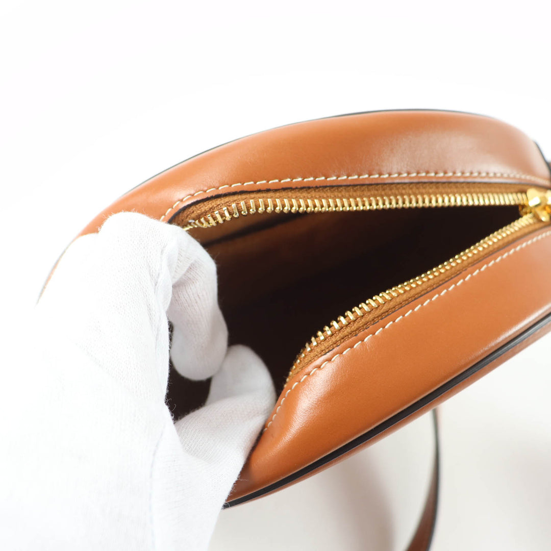 Great CELINE Shoulder Bag Cuill Triomphe Oval Purse Leather leather Women 19860