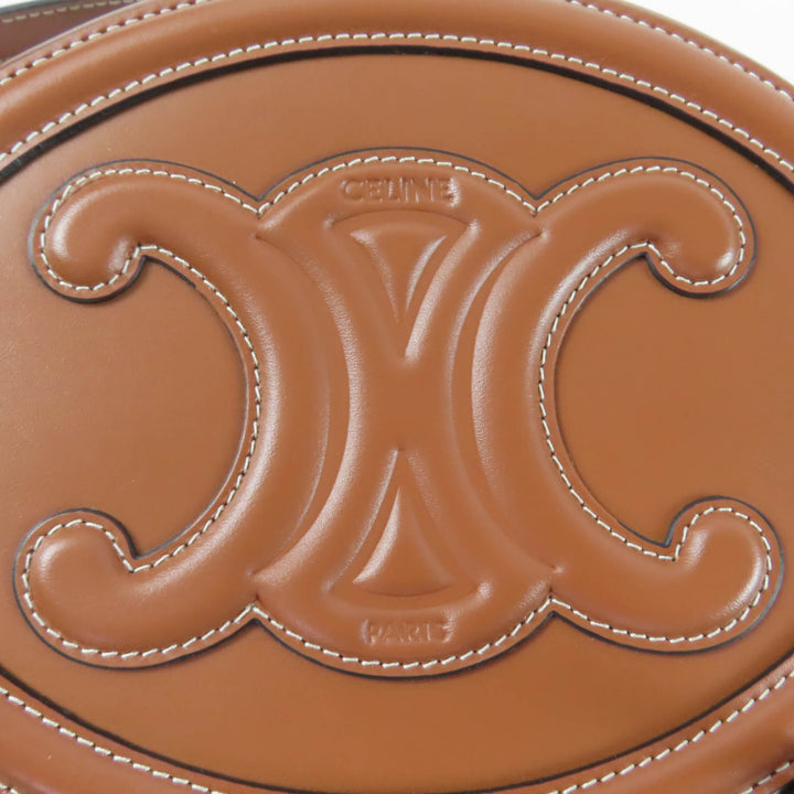 Great CELINE Shoulder Bag Cuill Triomphe Oval Purse Leather leather Women 19860